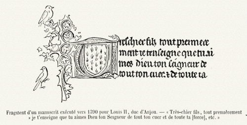 Fragment d'un manuscrit exécuté vers 1390 pour Louis II.