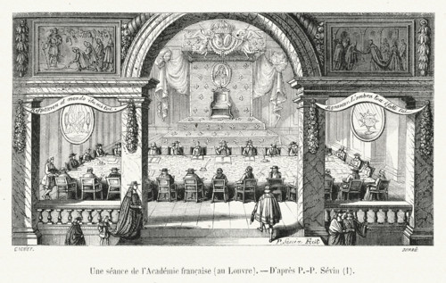 Un séance de l'Académie Française au Louvre.