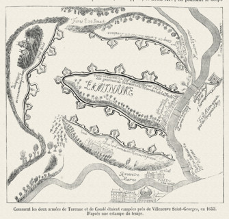 Comment les deux armées de Turenne et de Condé étaient campées près de Villeneuve Saint-Georges, en 1653.