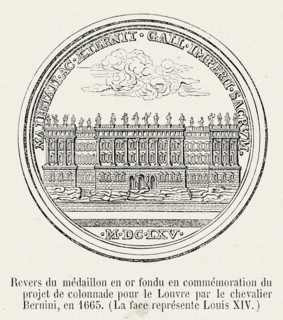 Revers du médaillon en or fondu en commémoration du projet de colonnade pour le Louvre.