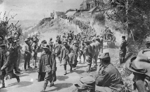 The Chemin des Dames, or "Ladies' Way". A line of prisoners