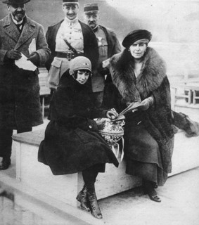 Queen Marie and Princess Ileana on the Danube during their return to Bucharest.