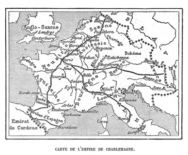 Carte de l'empire de Charlemagne.