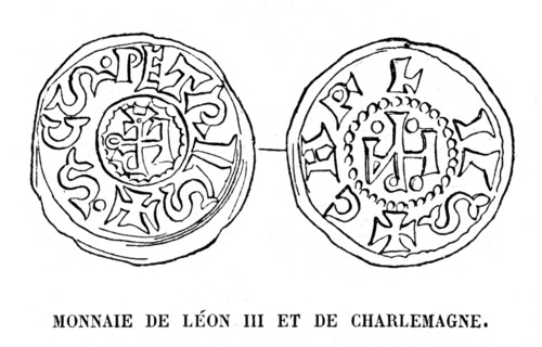 Monnaie de Léon III et de Charlemagne.