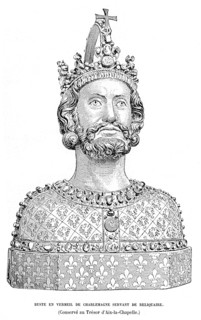Red bust of Charles Ist serving as a shine.
