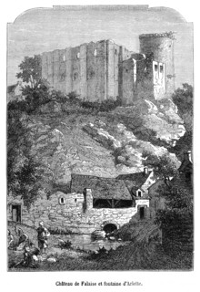 Le château de Falaise et la fontaine d'Arlette.