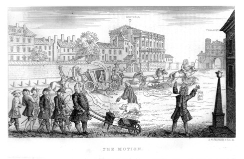 The motion. Elections. La motion. Caricature anglaise.