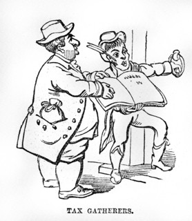 Tax gatherers. Les collecteurs d'impôts. Caricature anglaise.