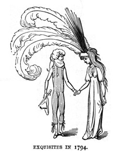 Exquisites in 1794. Les Incroyables. Caricature anglaise.
