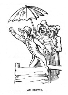 An orator. Un orateur. Campagne électorale. Caricature anglaise.
