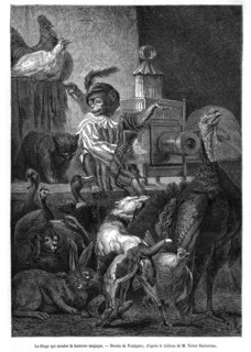 La lanterne magique. Le Singe qui montre la lanterne. D'après un tableau de Victor Bachereau.