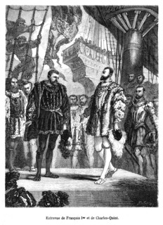 Entrevue de François 1er et de Charles Quint.