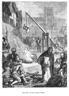 Guerre de religion entre Catholiques et Protestants. Exécution des Protestants à Paris.