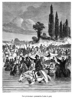 Guerres de religions. Les Protestants passent la Loise à gué.