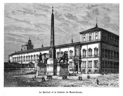 Rome. Italie. Le Quirinal et la fontaine Monte-Cavale.