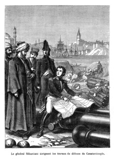 Le général Sébastiani dirigeant les travaux de défense de Constantinople.