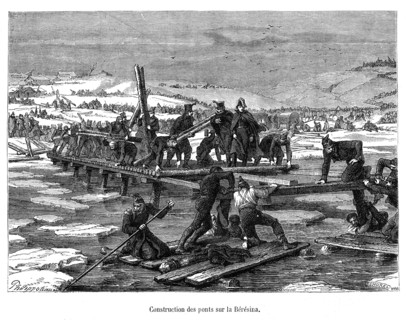Grande Armée en Russie. Construction des ponts sur la Bérésina.