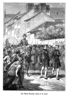 Les frères Faucher sur le chemin de leur exécution. Les frères Faucher (aussi appelé les jumeaux de