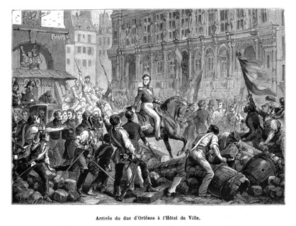 1830. Arrivée du duc d'Orléans à l'Hôtel de Ville. Louis-Philippe, Duc d'Orléans, nommé lieutenant