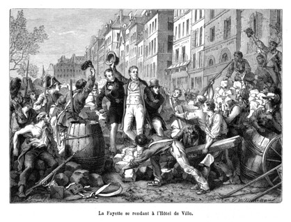 1830. Trois Glorieuses. La Fayette se rendant à l'Hôtel de Ville.