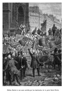 Odilon Barrot et ses amis arrêtés par les barricades de la porte Saint-Denis.