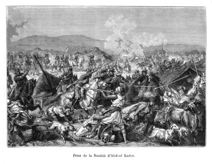 Prise de la smala d'Abd El-Kader ou Abdelkader. L'émir fut refoulé sur les hauts plateaux