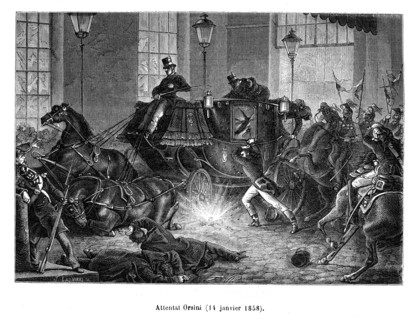 Attentat d'Orsini. Teobaldus Orsus Felice Orsini (né le 10 décembre 1819 à Meldola, près de Forlì,