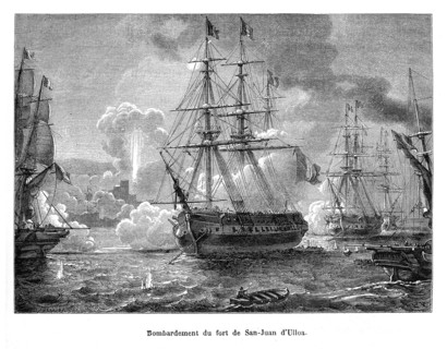 Bombardement du fort de San-Juan d'Ulloa. La Bataille de San Juan de Ulúa a lieu lors de la guerre