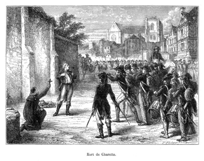 Mort de Charette. François-Athanase de Charette de la Contrie (21 avril 1763 à Couffé, près