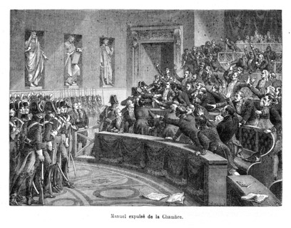 Manuel expulsé de la Chambre. Jacques-Antoine Manuel (1775-1827) est un avocat et homme politique