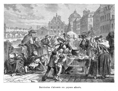 Distribution d'aliments aux paysans affamés en 1816-1817