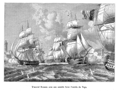L'amiral Roussin avec son escadre force l'entrée du Tage. Le baron Albin Reine Roussin est un