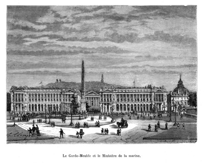 Le garde-meuble et le ministère de la marine. Place de la Concorde.