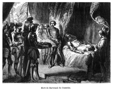 Bertrand du Guesclin, né en 1320 au château de la Motte-Broons près de Dinan, mort le 13 juillet