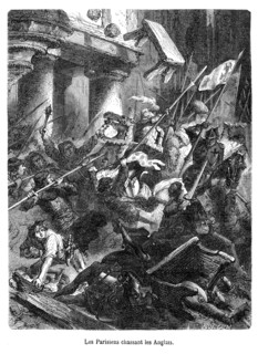 Guerre de Cent Ans. Les Parisiens chassant les Anglais.