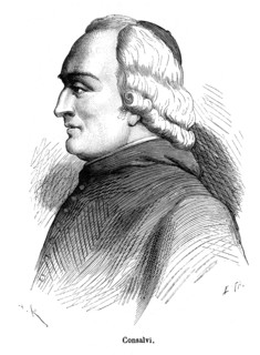 Ercole Consalvi, né le 8 juin 1757 à Rome, mort le 24 juin 1824 au même endroit, homme d'État et