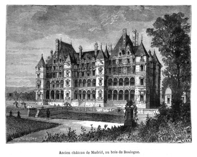 Neuilly sur Seine. Ancien château de Madrid au bois de Boulogne.