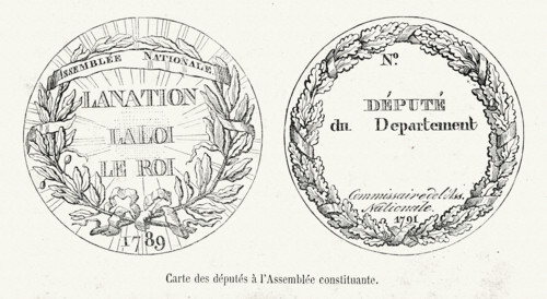 Révolution. Carte des députés à l'Assemblée constituante. Gravure 19e.