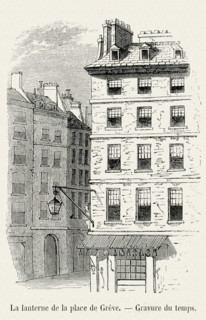 Révolution. La lanterne de la Place de Grève. Gravure 19e.