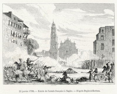 23 janvier 1799. Entrée de l'armée française à Naples.  Gravure 19e.