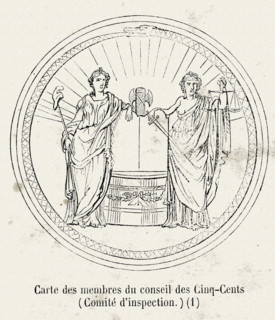 Révolution. Carte des membres du conseil des Cinq-Cents (Comité d'inspection). Gravure 19e.