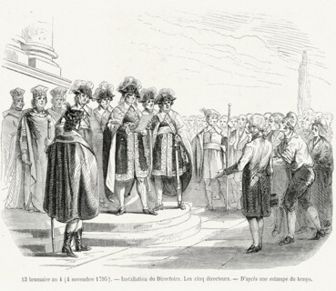 Révolution. 13 brumaire an 4 (4 novembre 1795). Installation du Directoire. Les cinq directeurs.