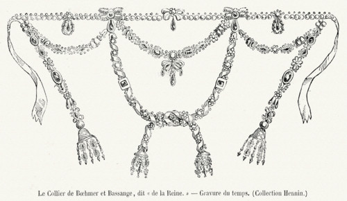 Révolution. Le Collier de Boehmer et Bassange, dit "de la Reine". Gravure 19e.