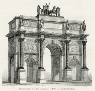Arc du triomphe du Carrousel (gravure). Elevé dans le Carrousel, en 1808, par l'architecte Fontaine