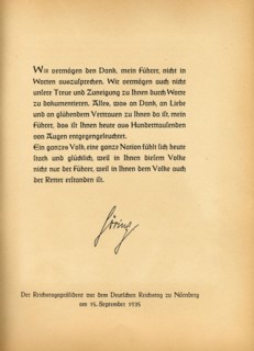 Adolf Hitler. Préface du "Adolf Hitler - Bilder aus dem leben des Fürhers". Herausgegeben vom