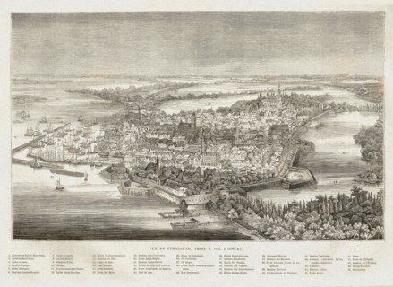 Vue de Stralsund. Stralsund est une ville du Mecklembourg-Poméranie occidentale, partie de la