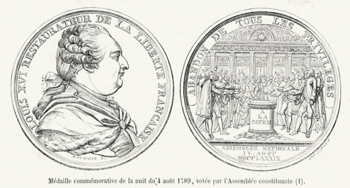 Révolution. Médaille commémorative de la nuit du 4 ao^put 1789, votée par l'Assemblée constituante.