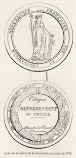 Révolution. Carte des membres de la Convention nationale en 1792. Gravure 19e.