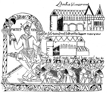 Philippe 1er faisant une donation au prieuré de Saint-Martin des Champs. D'après une miniature du