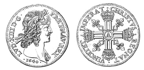 Monnaie. Pièce de plaisir, en or, de Louis XIII, pesant huit livres.